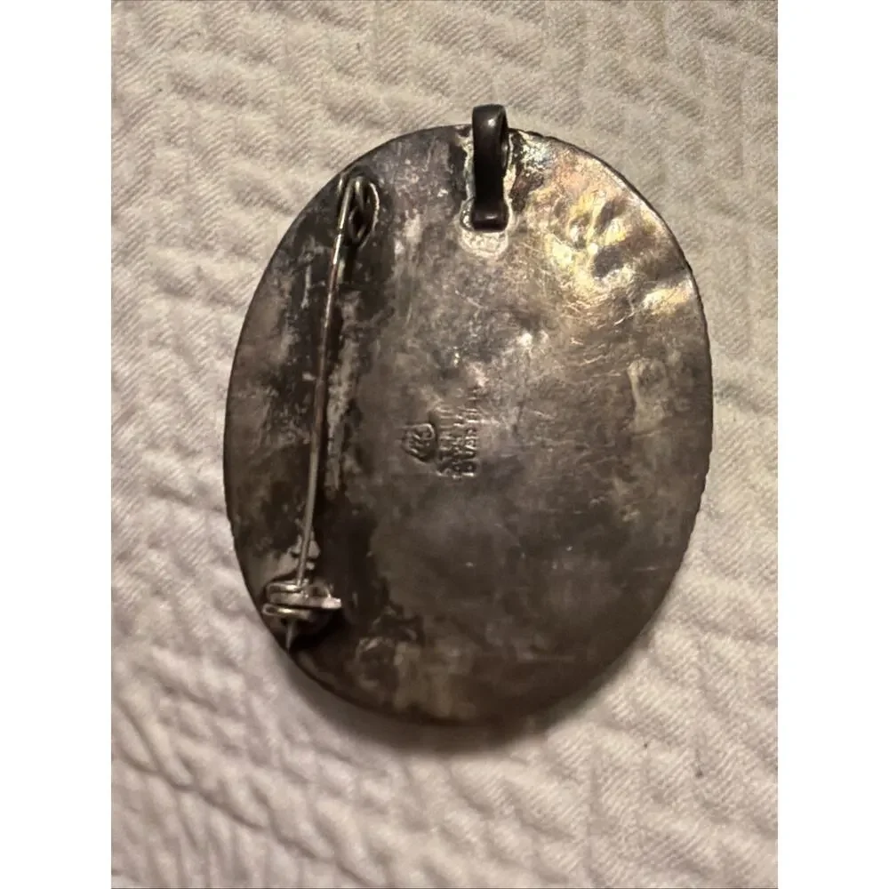 VINTAGE STERLING SILVER PIN‎ OR PENDANT-TURQUOISE